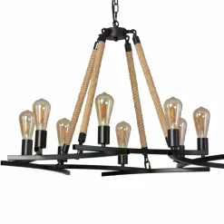 Sklep Kaja Loftowa lampa wisząca do salonu ABR-ZR-8XE287 RETRO | Kaja Oświetlenie czarny Sale
