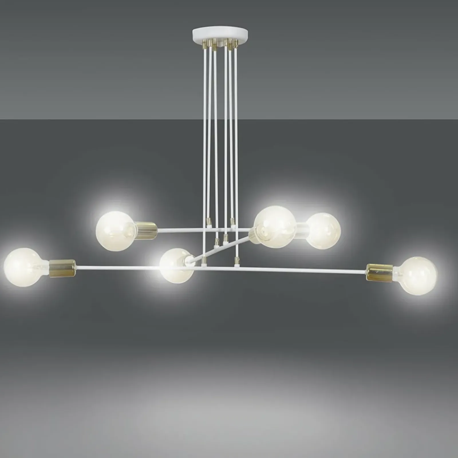 Sklep Kaja Loftowa lampa wisząca ze złotymi oprawkami 786/6 VESIO | Kaja biały Discount