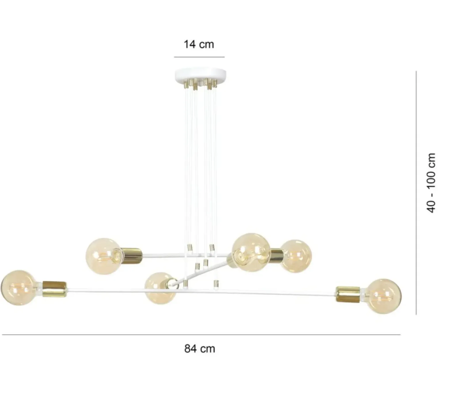Sklep Kaja Loftowa lampa wisząca ze złotymi oprawkami 786/6 VESIO | Kaja biały Discount