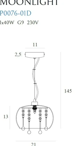 Sklep Kaja Mała, ozdobna lampa wisząca do sypialni MX P0076-01D MOONLIGHT | Kaja Flash Sale