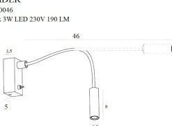 Sklep Kaja Mały, czarny, elastyczny kinkiet do sypialni MX W0046 RIDER | Kaja* Lampy Led
