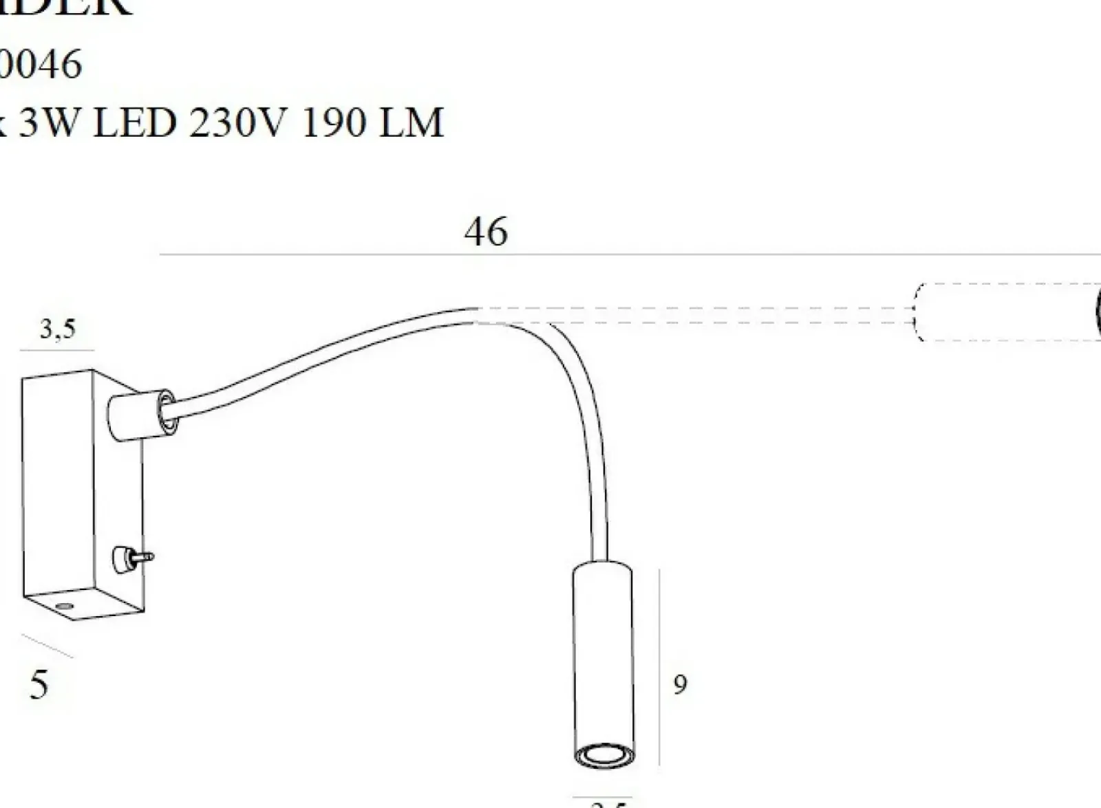 Sklep Kaja Mały, czarny, elastyczny kinkiet do sypialni MX W0046 RIDER | Kaja* Lampy Led