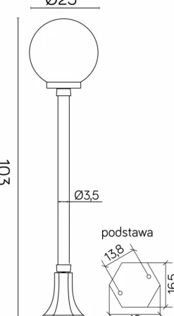 Sklep Kaja Metrowa lampa ogrodowa z kloszem K 5002/2/KP 250 z serii KULE CLASSIC | Kaja Ośw* Lampy Ogrodowe Stojące