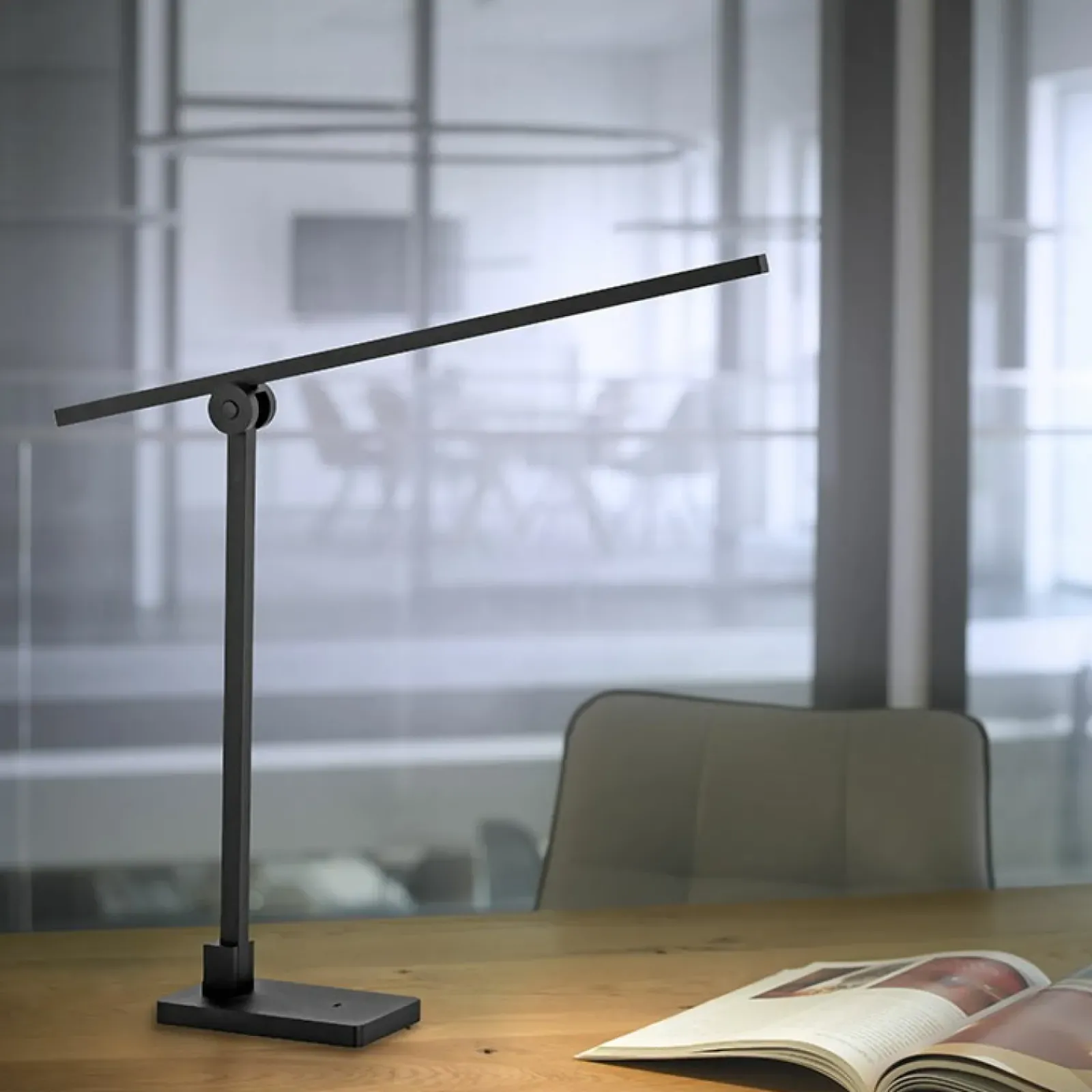 Sklep Kaja Minimalistyczna czarna lampka biurkowa LED 4407-18 z serii PURE-GRAFO* Lampki Biurkowe|Lampy Led