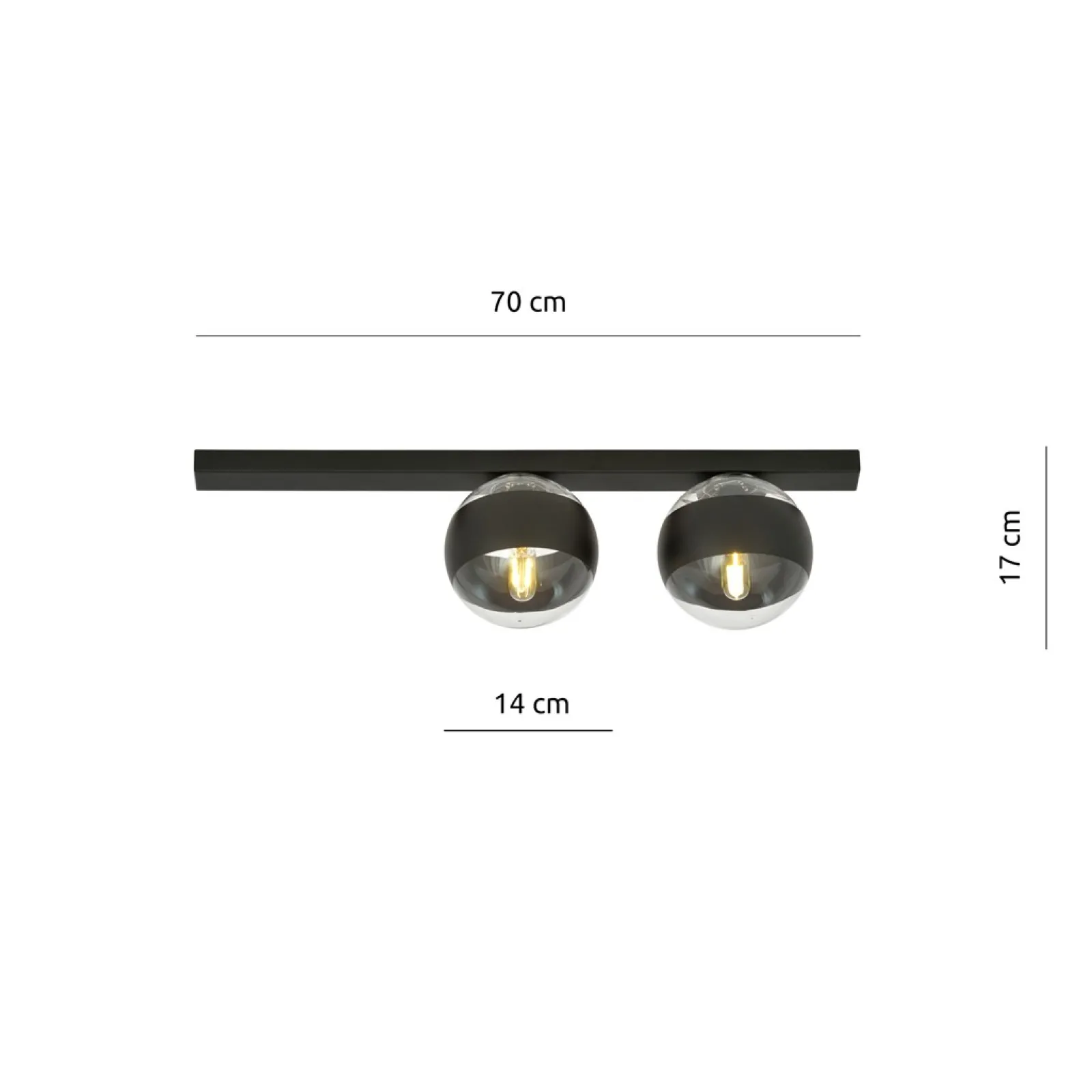 Sklep Kaja Minimalistyczna listwa ze szklanymi kloszami 1123/2 FIT | Kaja* Plafony Nowoczesne