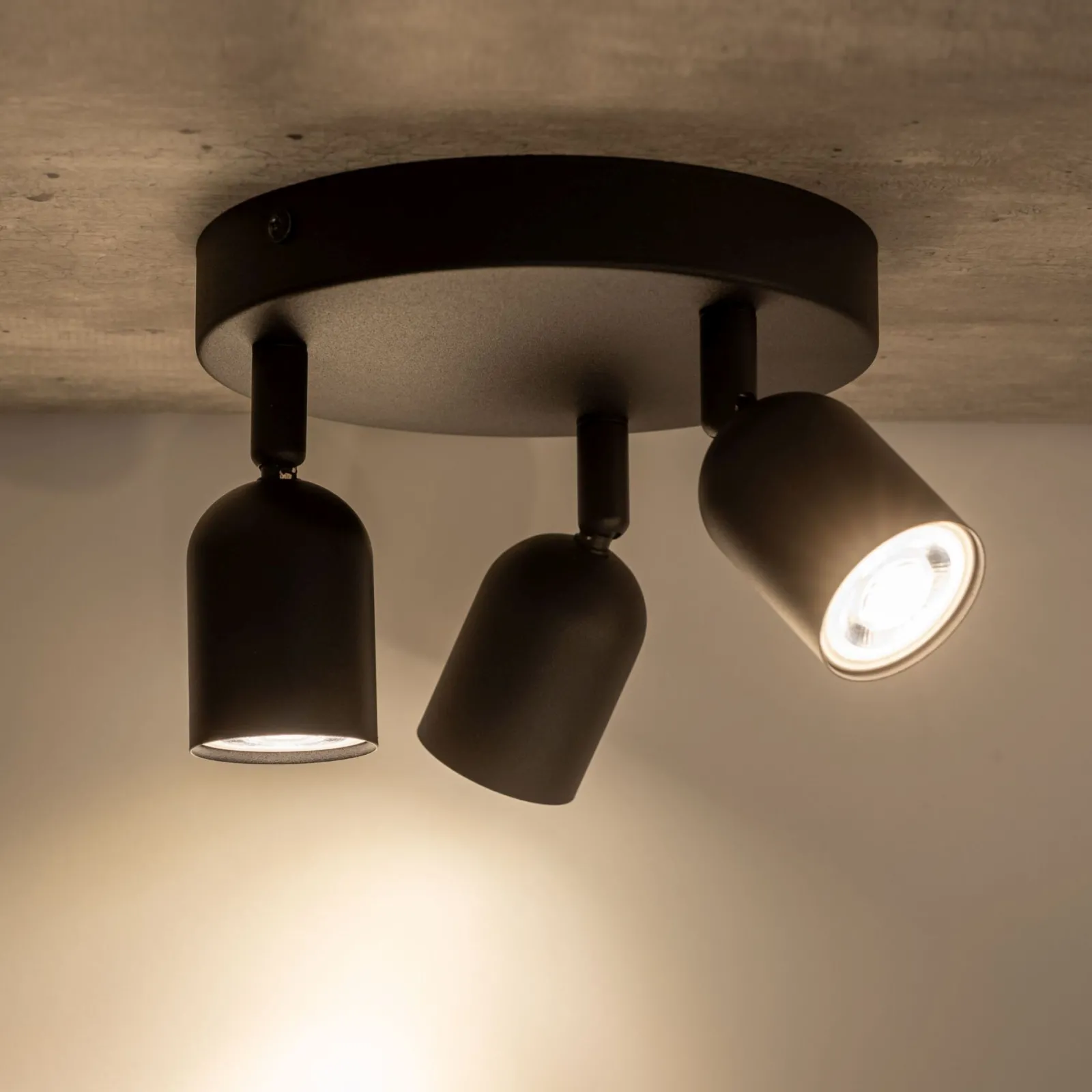 Sklep Kaja Minimalistyczna, okrągła, czarna lampa z reflektorami TK 4760 TOP* Plafony Nowoczesne