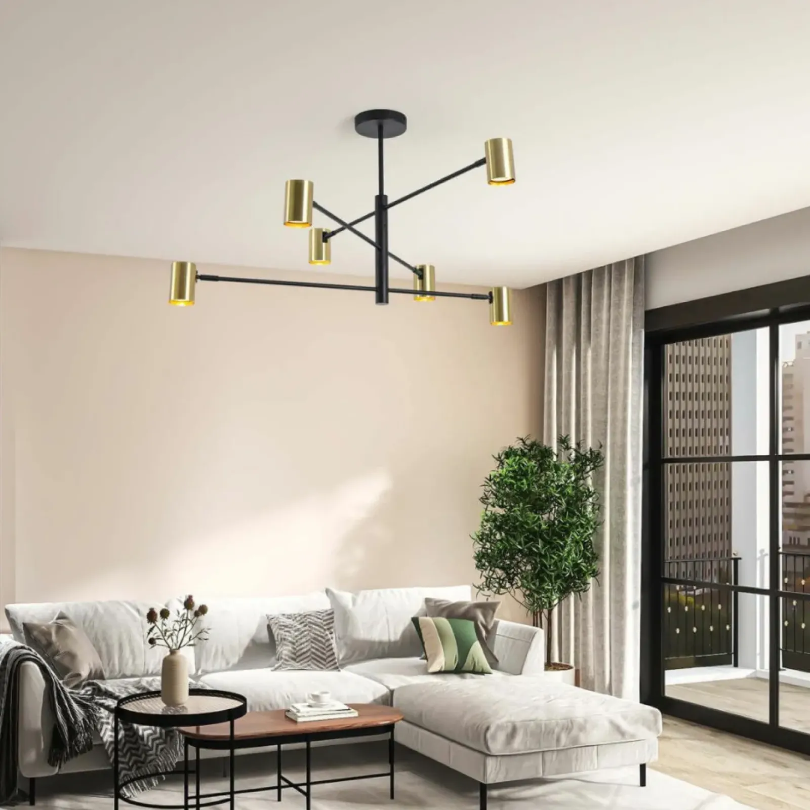 Sklep Kaja Minimalistyczna, regulowana lampa do salonu LP-731/6P GD z serii SNOW Outlet