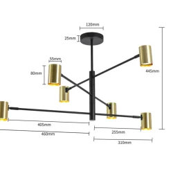 Sklep Kaja Minimalistyczna, regulowana lampa do salonu LP-731/6P GD z serii SNOW Outlet
