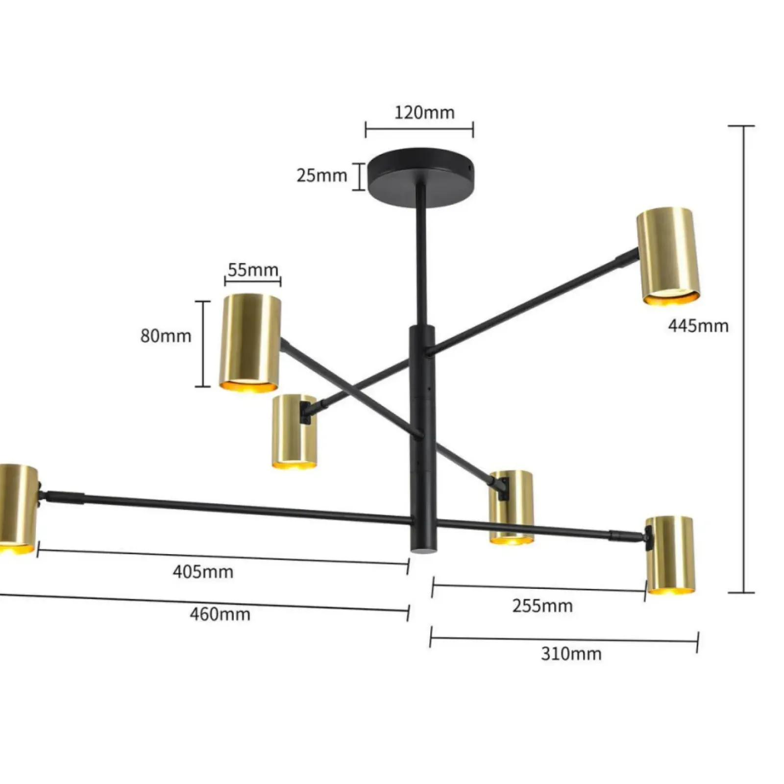 Sklep Kaja Minimalistyczna, regulowana lampa do salonu LP-731/6P GD z serii SNOW Outlet