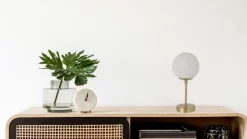 Sklep Kaja Minimalistyczna, złota lampa stołowa z kulą LP-002/1T S z serii DORADO* Nowoczesne Lampki Stołowe