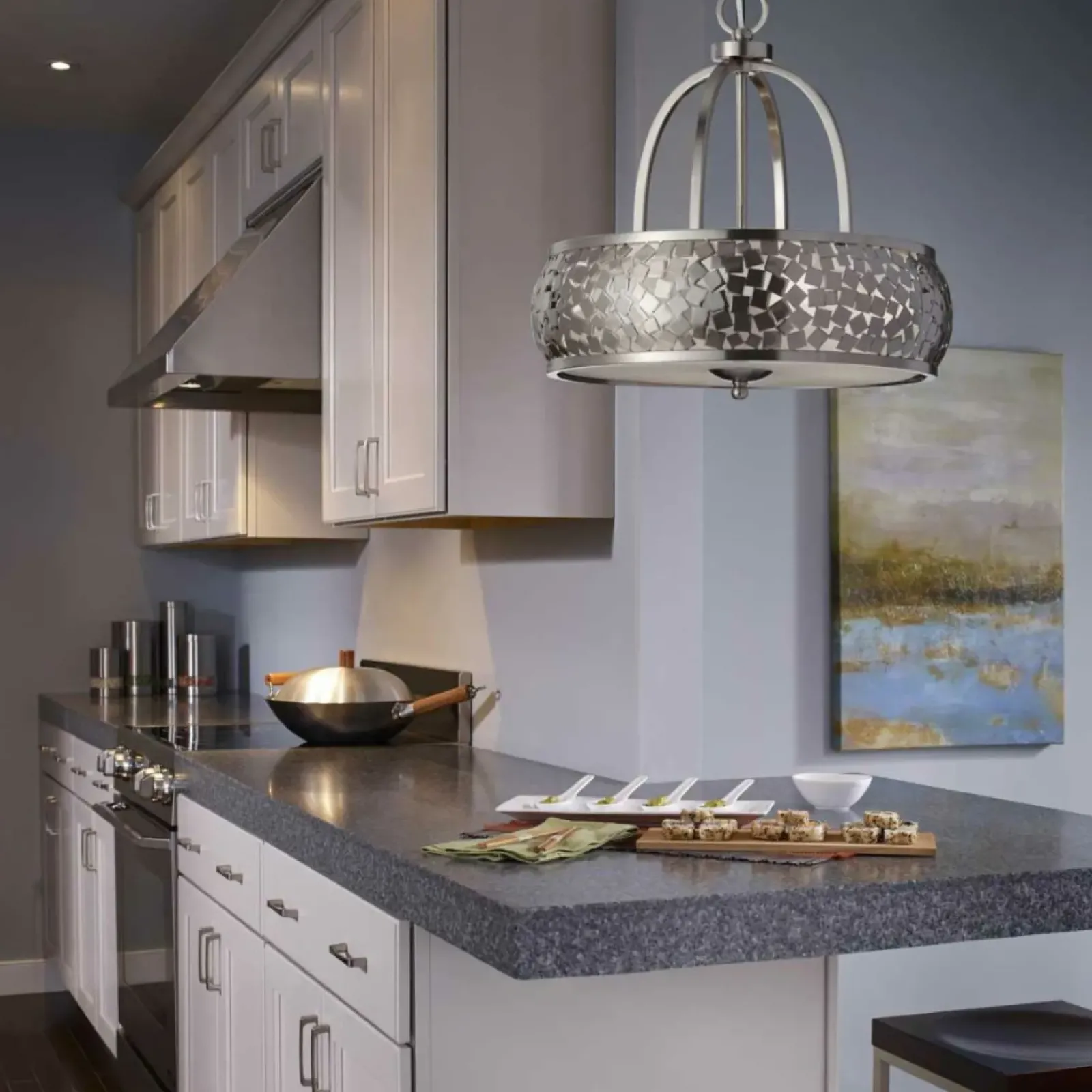 Sklep Kaja Modernistyczna lampa wisząca, srebrna FE-ZARA4 z serii ZARA szczotkowanastal New