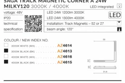 Sklep Kaja Narożny reflektor LED do szyny magnetycznej 1-fazowej AZ4616 SAGA* Szynoprzewody Podtynkowe|Szynoprzewody Natynkowe