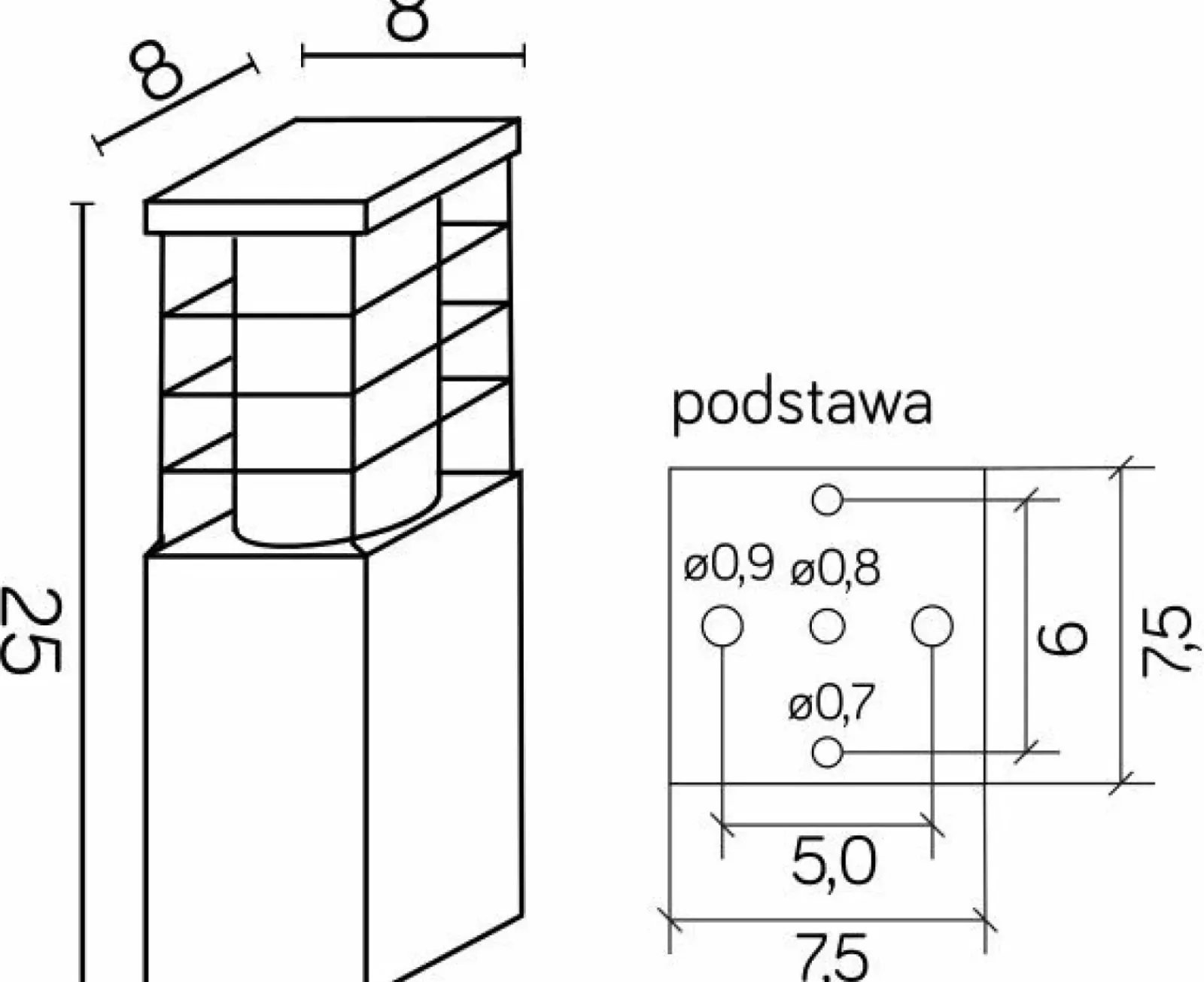 Sklep Kaja Niebanalna lampa oggrodowa, wysokość 25cm RADO II 3 AL z serii RADO II | Kaja Oś* Lampy Ogrodowe Stojące