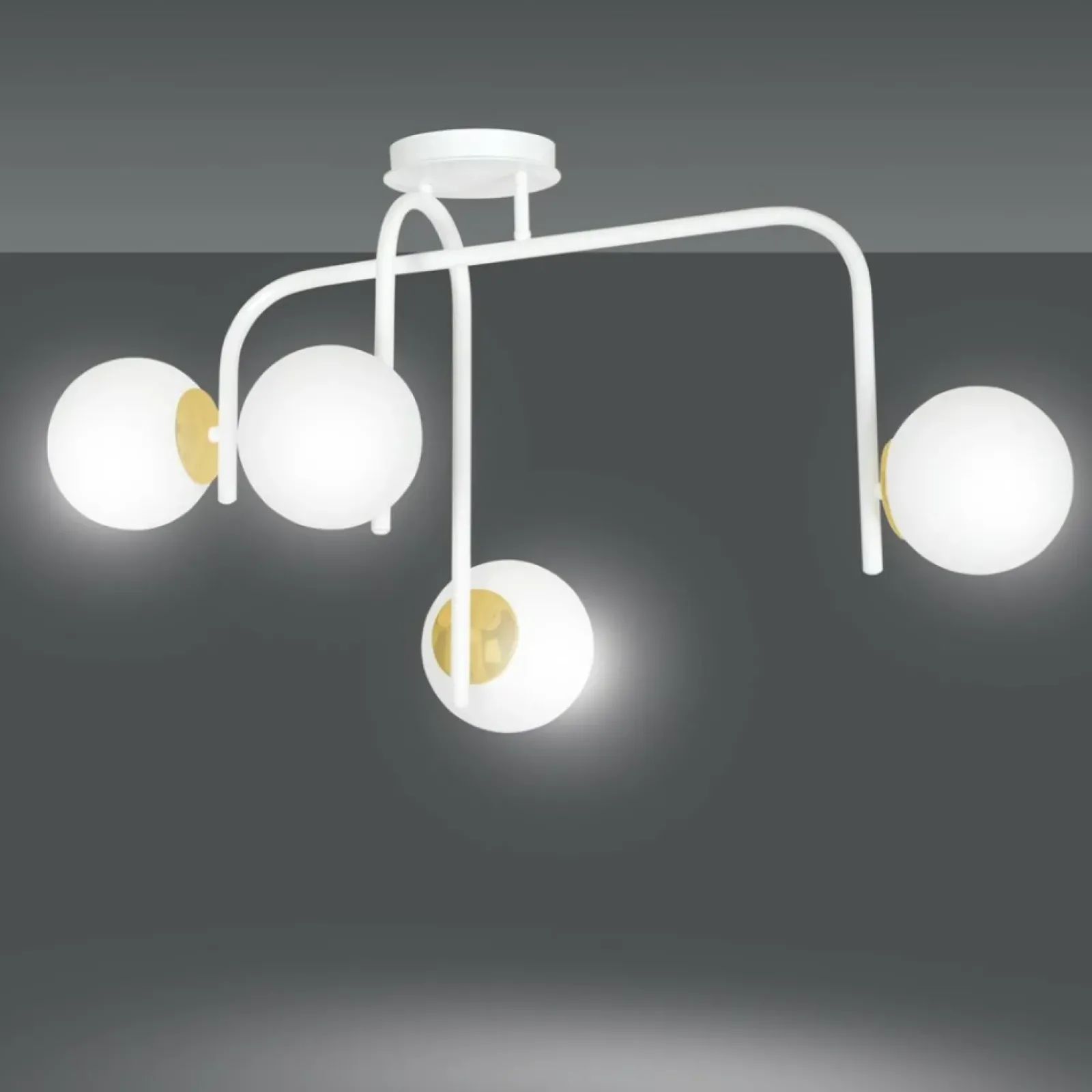 Sklep Kaja Nieregularna, biało-złota lampa sufitowa 1033/4B RAGNAR | Kaja Outlet