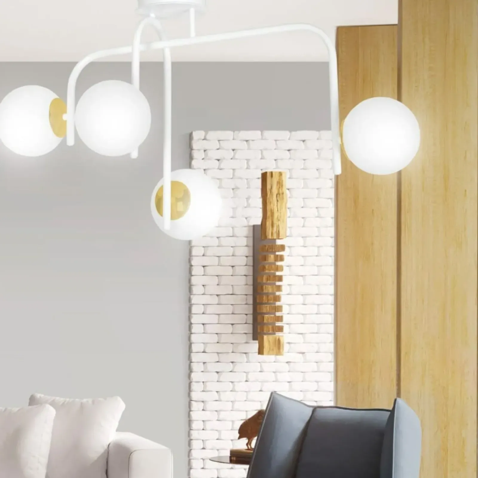 Sklep Kaja Nieregularna, biało-złota lampa sufitowa 1033/4B RAGNAR | Kaja Outlet