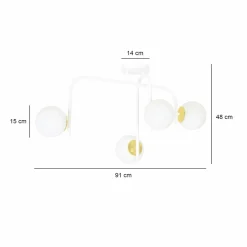 Sklep Kaja Nieregularna, biało-złota lampa sufitowa 1033/4B RAGNAR | Kaja Outlet