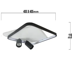 Sklep Kaja Niespotykany plafon LED z tubami LP-0612/2C SQUARE BK PARMA | Kaja* Plafony Nowoczesne|Lampy Led