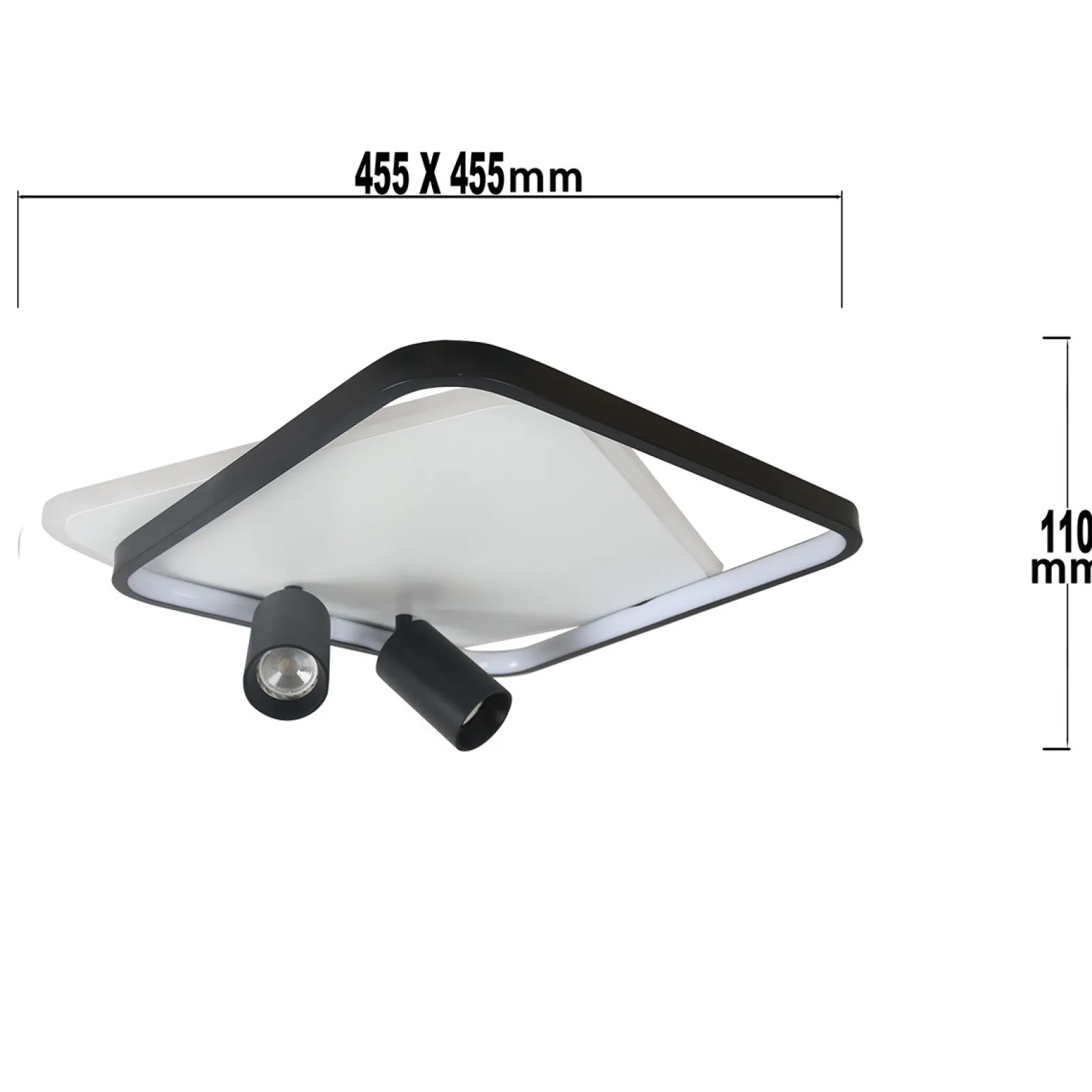 Sklep Kaja Niespotykany plafon LED z tubami LP-0612/2C SQUARE BK PARMA | Kaja* Plafony Nowoczesne|Lampy Led