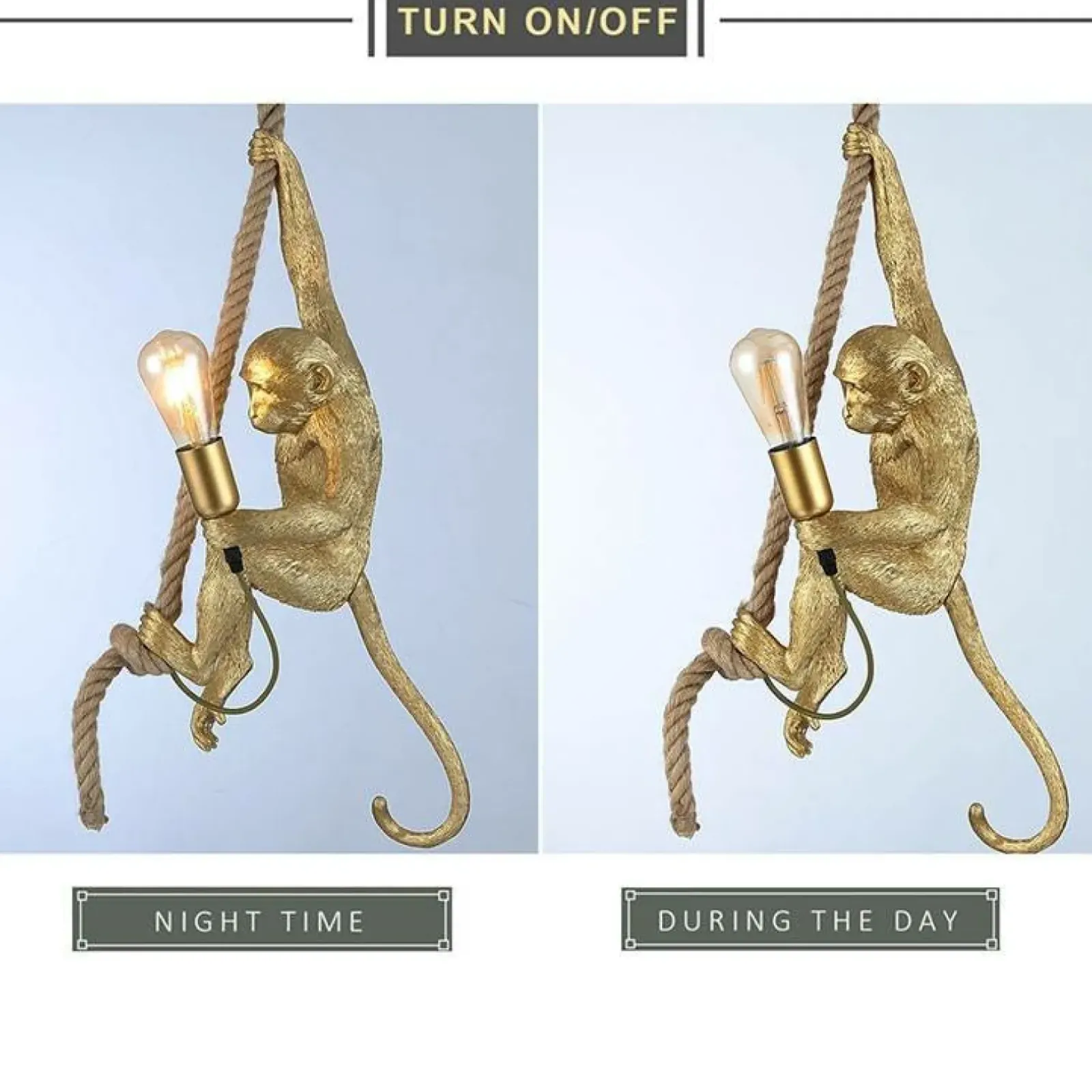 Sklep Kaja Nietuzinkowa, złota lampa wisząca małpa ABR-KAR-G MONKEY | Kaja złoty Sale