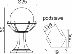 Sklep Kaja Niska lampa ogrodowa, z klasycznym kloszem fi200 K 4011/1/KPO* Lampy Ogrodowe Stojące