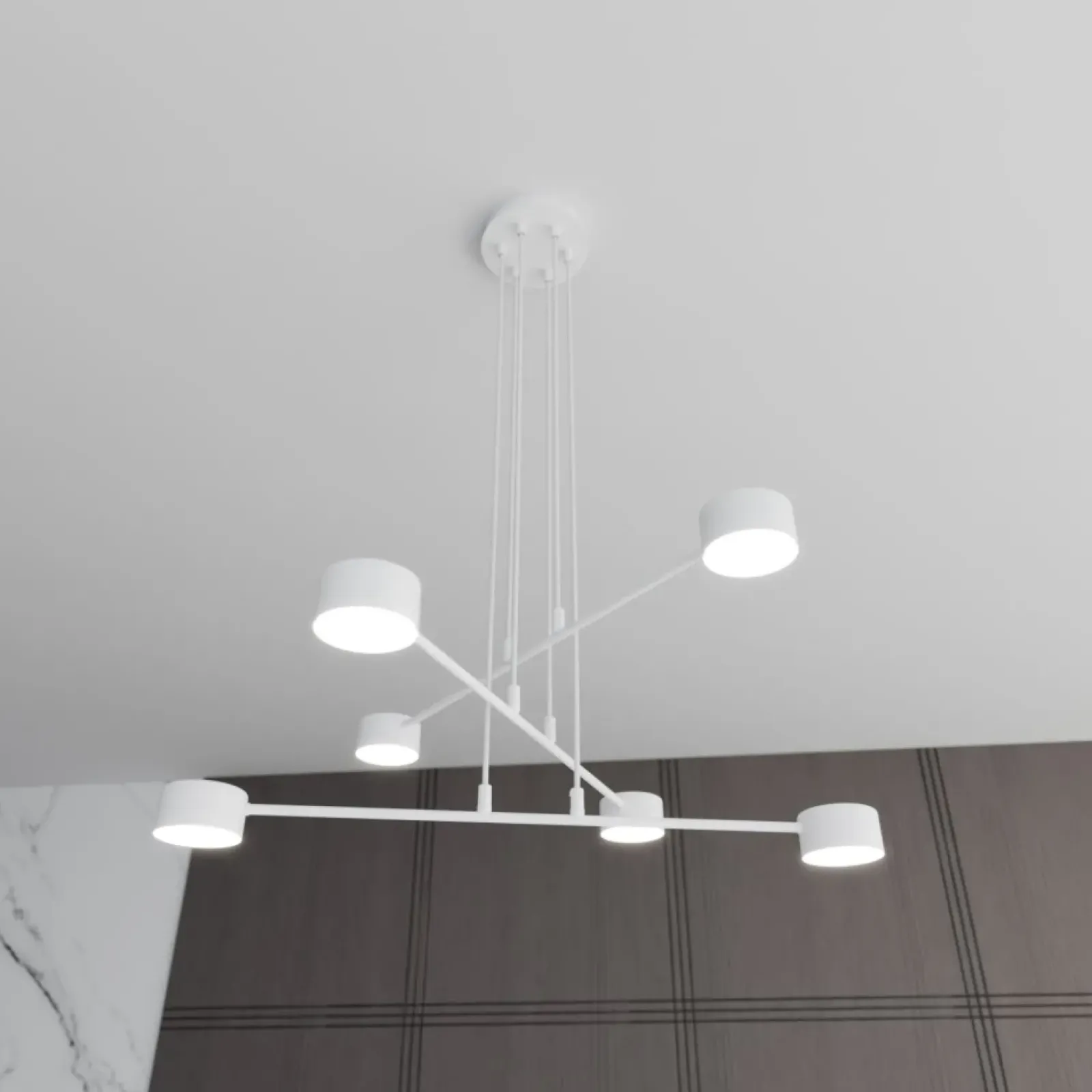 Sklep Kaja Nowoczesna, biała lampa wisząca do salonu 1340/6 MODUS | Kaja biały Shop