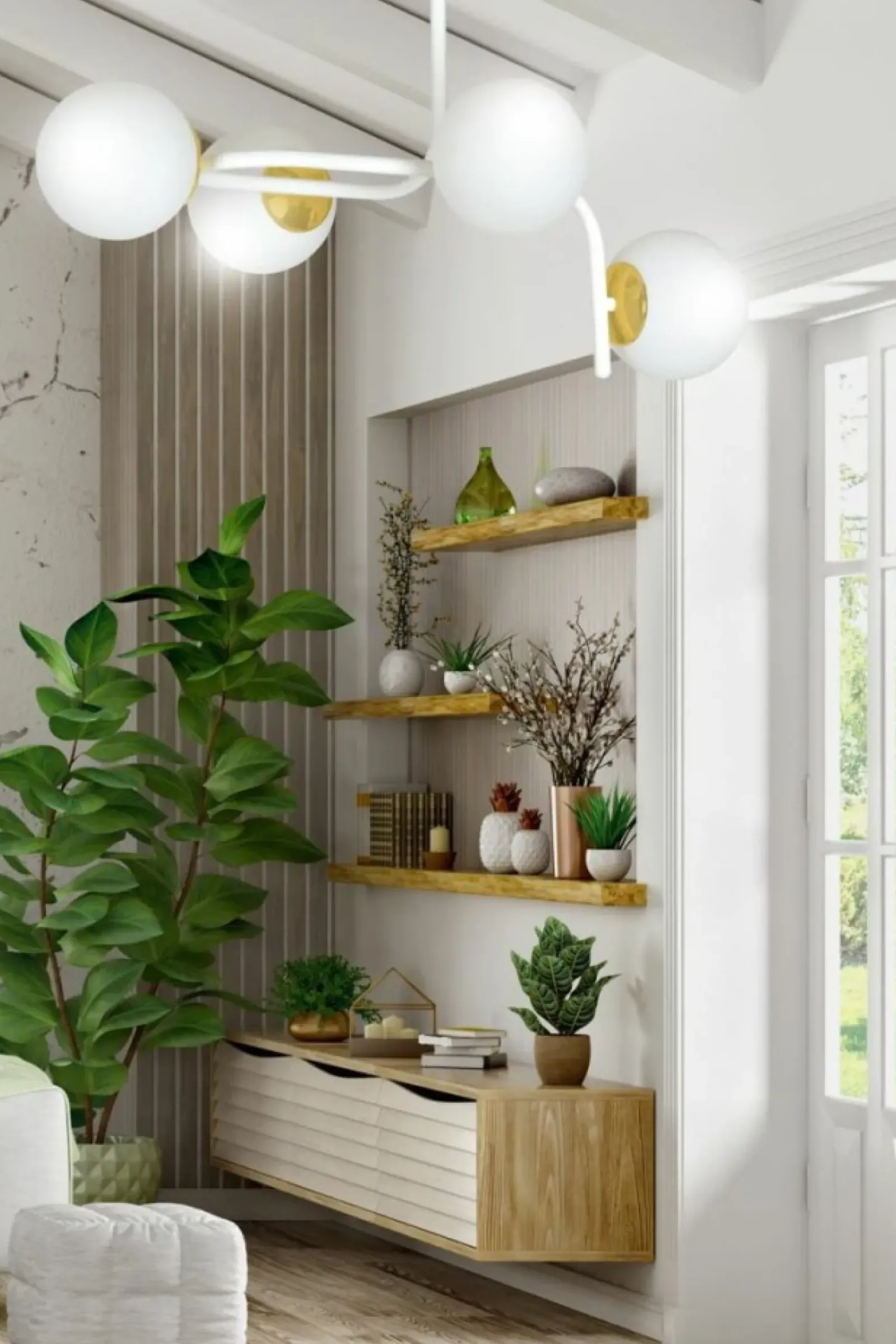 Sklep Kaja Nowoczesna, biało-złota lampa do sypialni 1033/4A RAGNAR | Kaja Sale