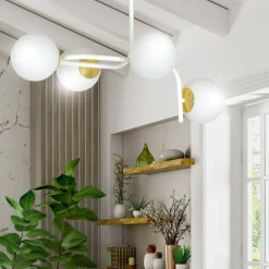 Sklep Kaja Nowoczesna, biało-złota lampa do sypialni 1033/4A RAGNAR | Kaja Sale