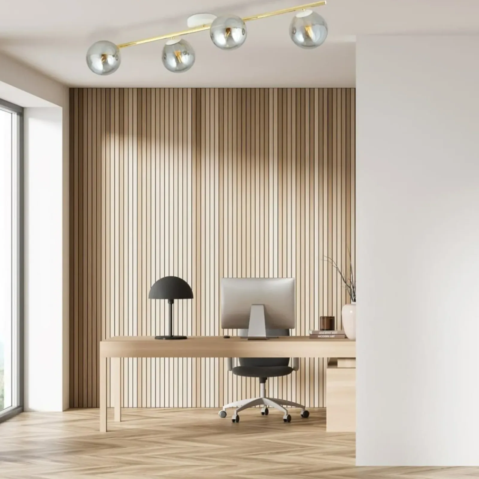 Sklep Kaja Nowoczesna, biało-złota lampa sufitowa do salonu 1247/4 serii SPLENDI Outlet