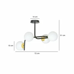 Sklep Kaja Nowoczesna, czarno-złota lampa sufitowa 1032/4A RAGNAR | Kaja Online