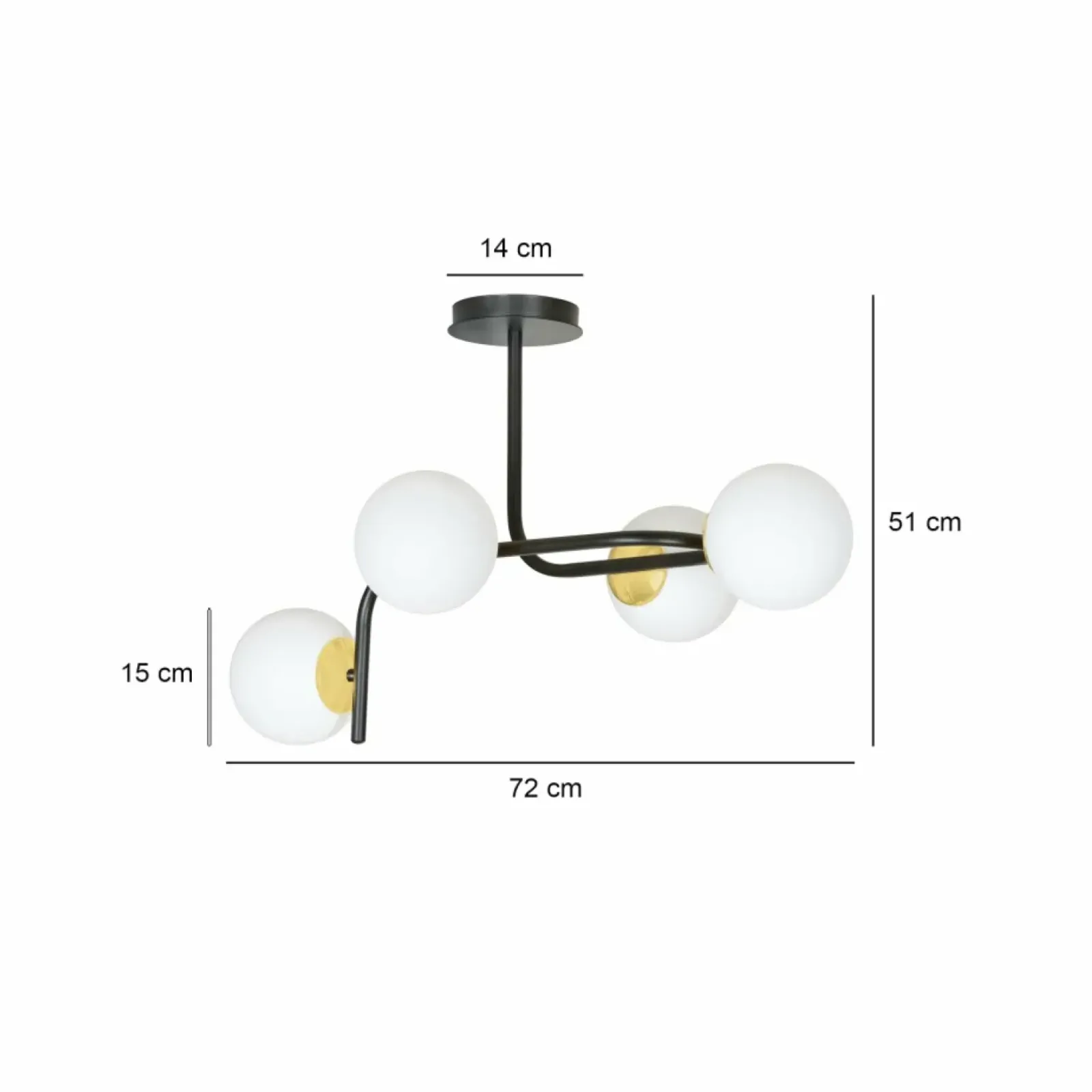 Sklep Kaja Nowoczesna, czarno-złota lampa sufitowa 1032/4A RAGNAR | Kaja Online