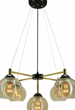 Sklep Kaja Nowoczesna, czarno-złota lampa wisząca 6301/5 BL TR VIVIEN | Kaja Outlet