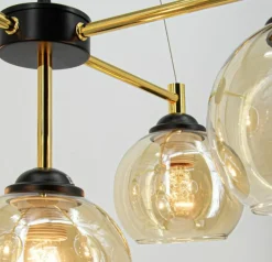 Sklep Kaja Nowoczesna, czarno-złota lampa wisząca 6301/5 BL TR VIVIEN | Kaja Outlet