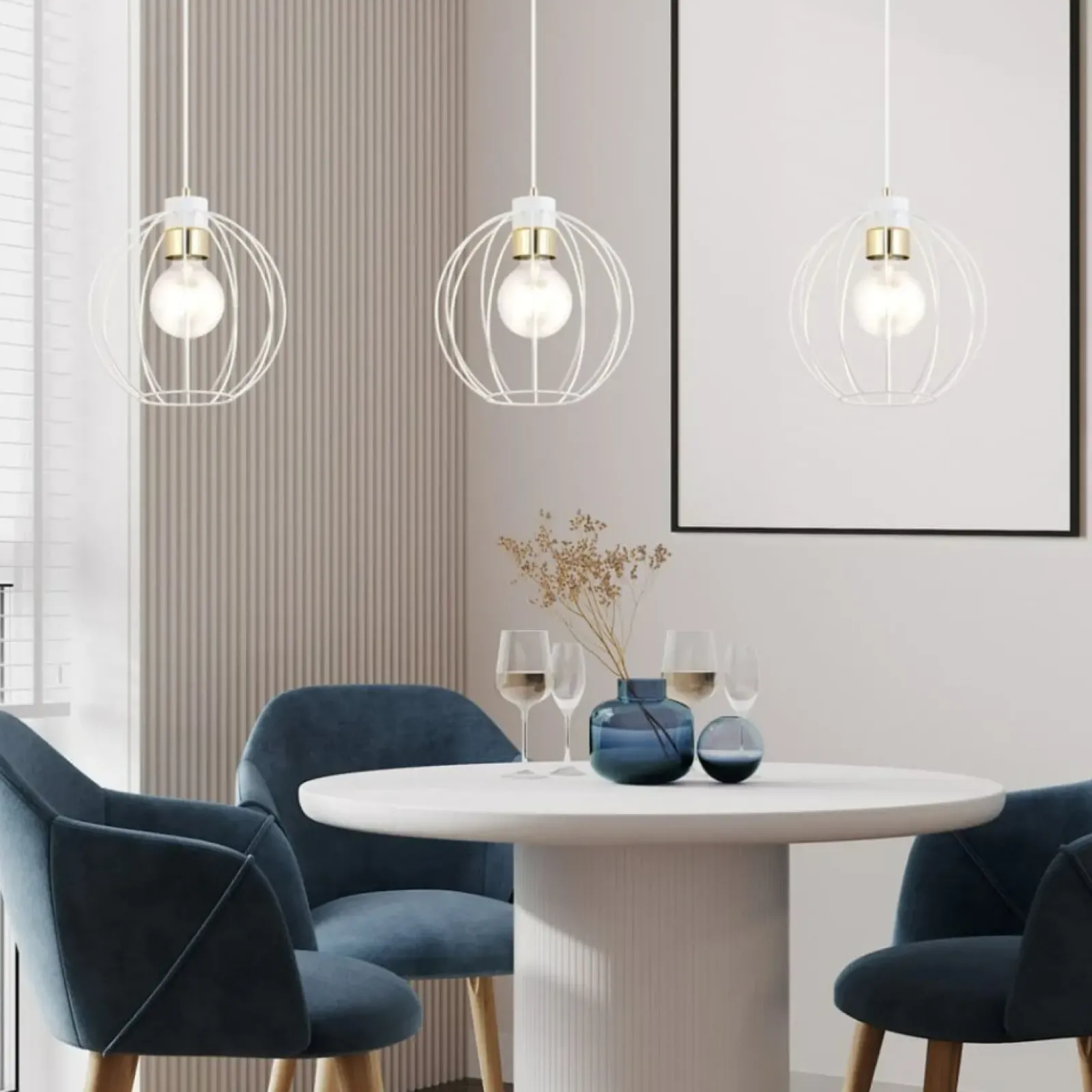 Sklep Kaja Nowoczesna, dekoracyjna lampa wisząca biało-złota 1223/3 z serii GINO Discount