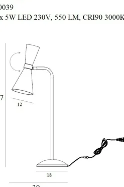 Sklep Kaja Nowoczesna, designerska lampka biurkowa MX T0039 CORNET | Kaja* Nowoczesne Lampki Stołowe|Lampy Led