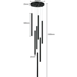 Sklep Kaja Nowoczesna lampa do stylowego salonu LP-894/7P BK z serii LUNGO | Kaja Sale