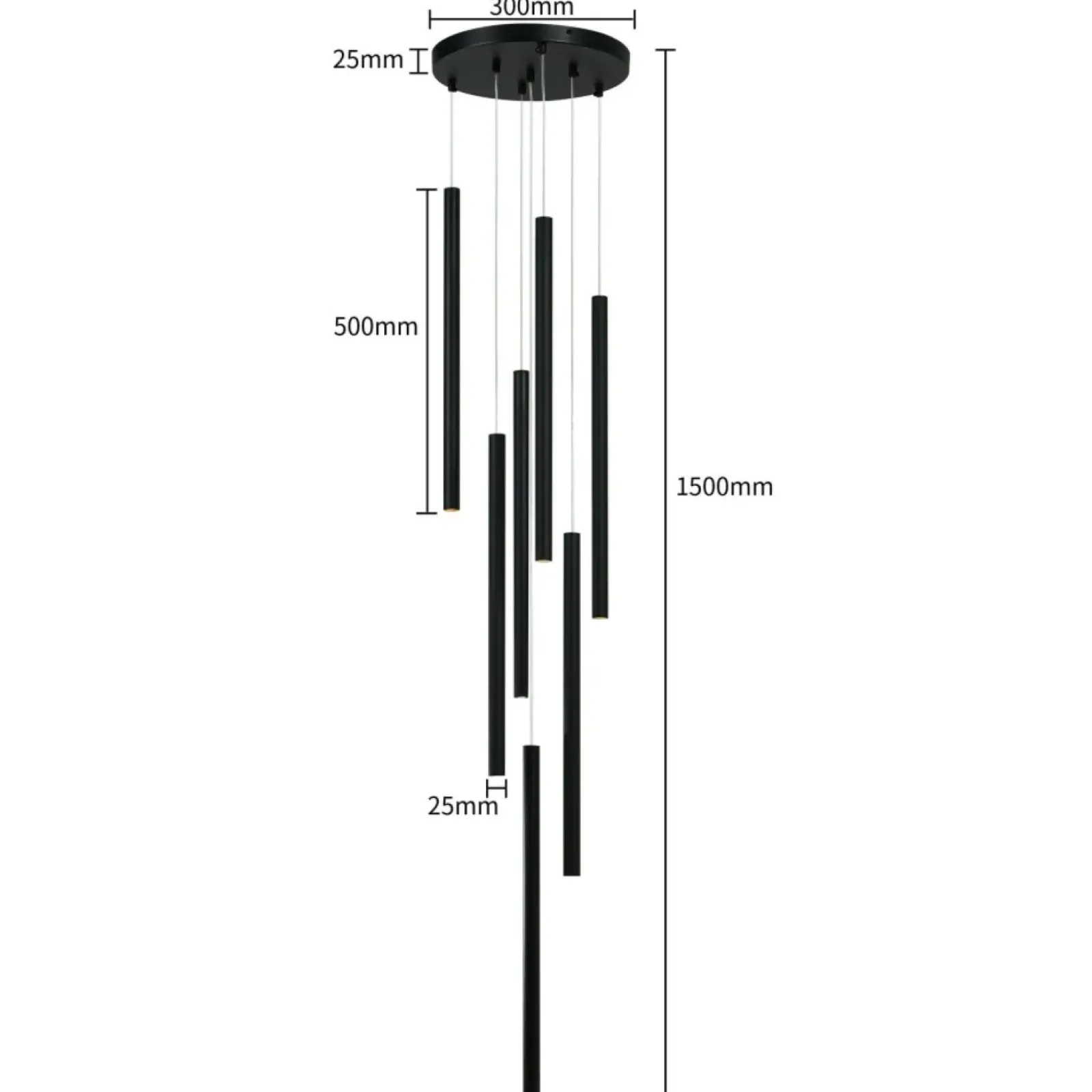 Sklep Kaja Nowoczesna lampa do stylowego salonu LP-894/7P BK z serii LUNGO | Kaja Sale