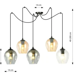 Sklep Kaja Nowoczesna lampa pająk z kolorowymi kloszami 759/5 LEVEL | Kaja Discount
