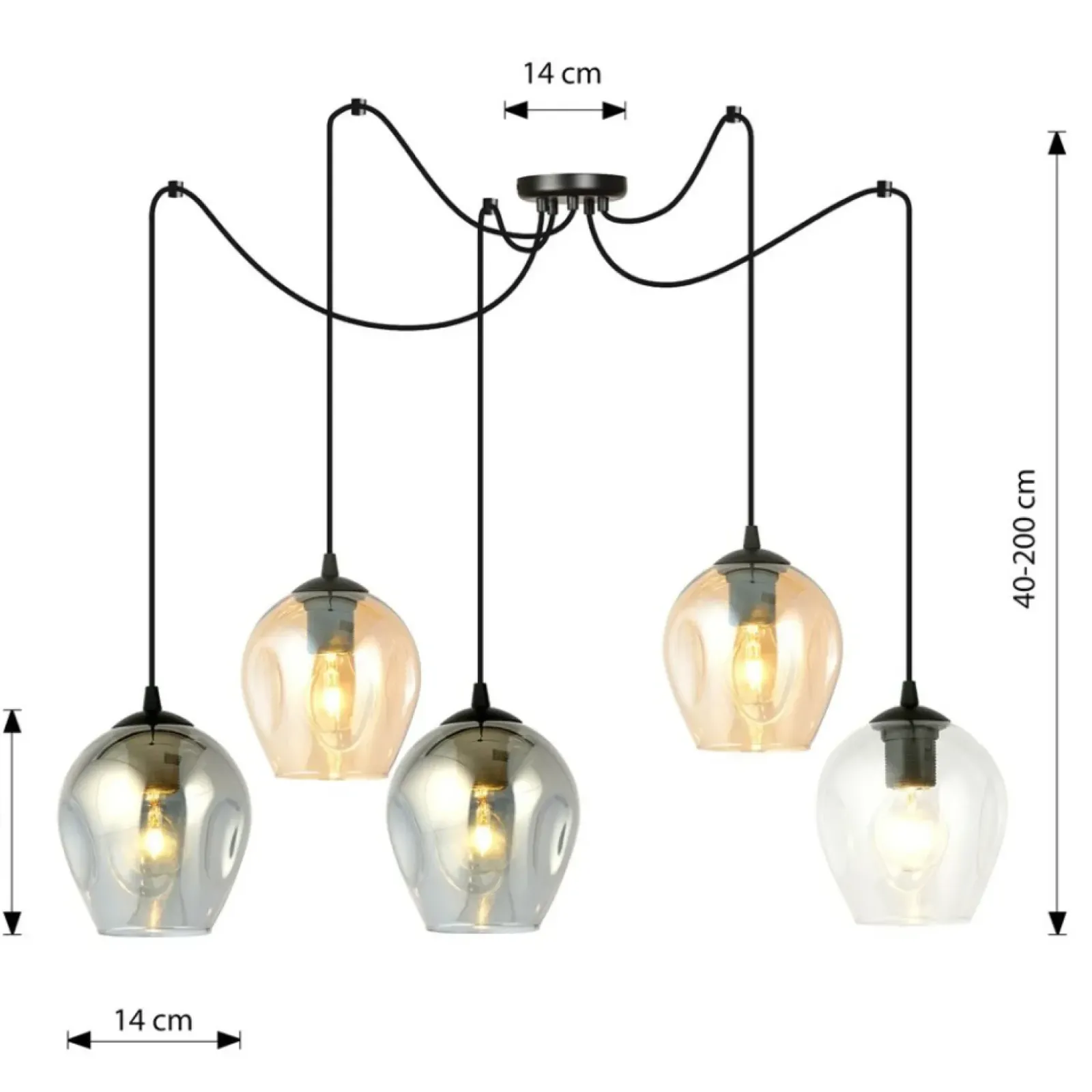 Sklep Kaja Nowoczesna lampa pająk z kolorowymi kloszami 759/5 LEVEL | Kaja Discount