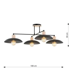 Sklep Kaja Nowoczesna lampa sufitowa do salonu 1318/4 KOBE | Kaja Oświetlenie czarny Best