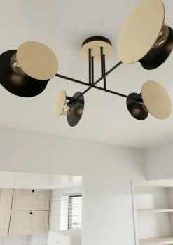 Sklep Kaja Nowoczesna lampa sufitowa z drewnianymi tarczami 173/4 ZITA | Kaja czarny Flash Sale