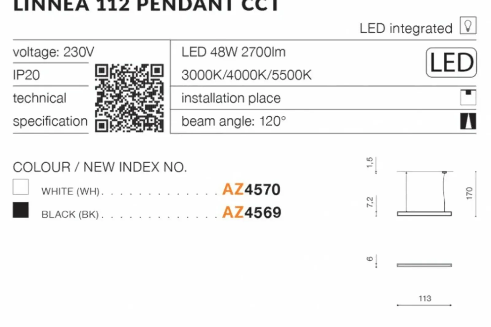 Sklep Kaja Nowoczesna lampa wisząca LED do jadalni AZ4570 LINNEA | Kaja biały Hot