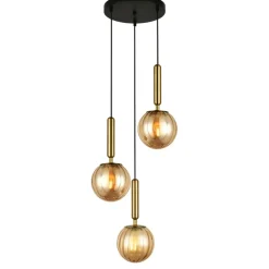 Sklep Kaja Nowoczesna lampa wisząca PND-2324-3A BRO+AMB RAVENA | Kaja Oświetlenie New