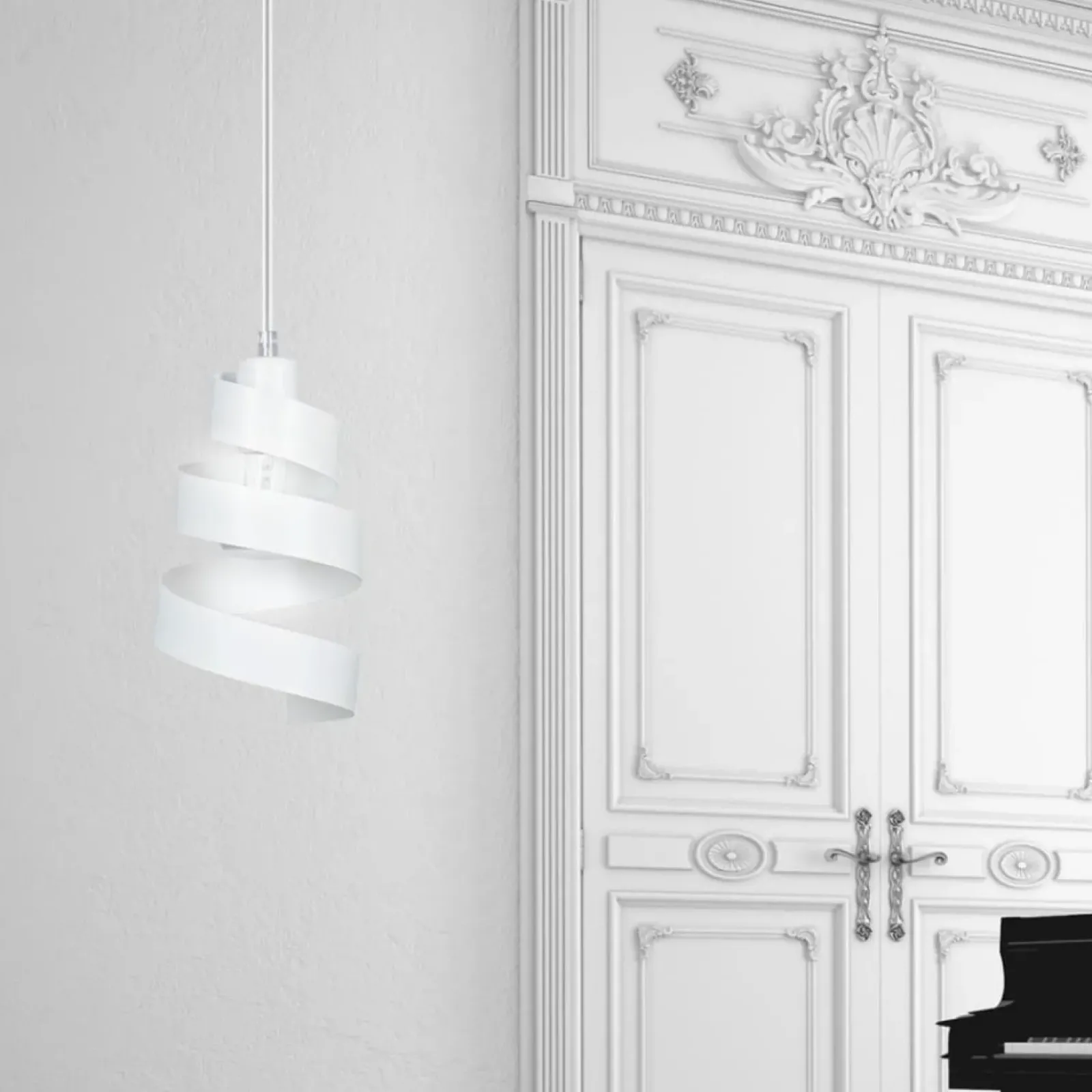 Sklep Kaja Nowoczesna lampa wisząca, zakręcony abażur 351/1 SAGA | Kaja biały New