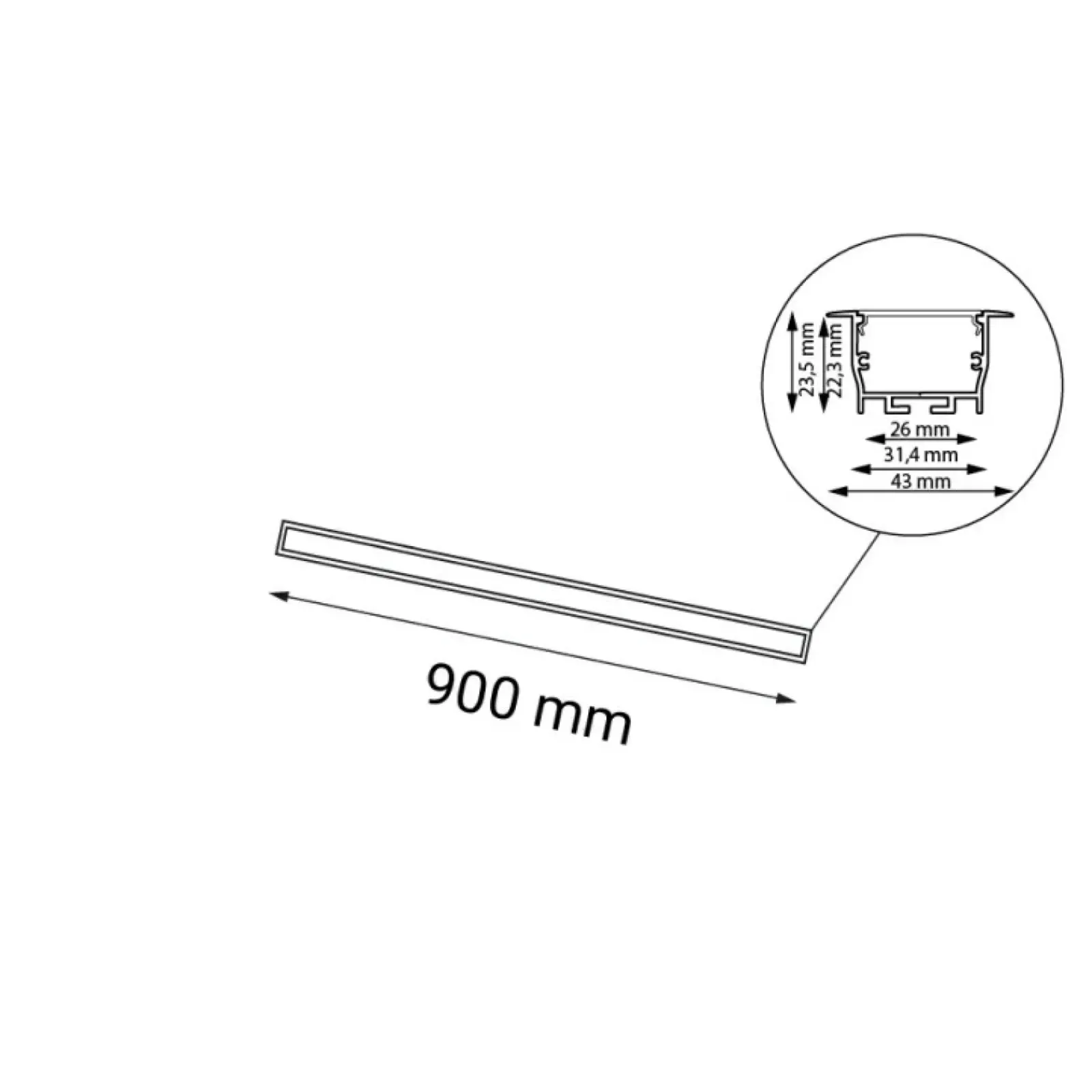 Sklep Kaja Nowoczesna listwa podtynkowa LED 90cm 3000K ANT 1825 HIATE | Kaja* Lampy Led|Oprawy Podtynkowe
