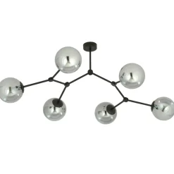 Sklep Kaja Nowoczesna, szeroka lampa z ciemnymi kloszami 1134/6 SPACE | Kaja Flash Sale
