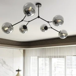 Sklep Kaja Nowoczesna, szeroka lampa z ciemnymi kloszami 1134/6 SPACE | Kaja Flash Sale