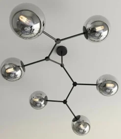 Sklep Kaja Nowoczesna, szeroka lampa z ciemnymi kloszami 1134/6 SPACE | Kaja Flash Sale