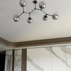 Sklep Kaja Nowoczesna, szeroka lampa z ciemnymi kloszami 1134/6 SPACE | Kaja Flash Sale