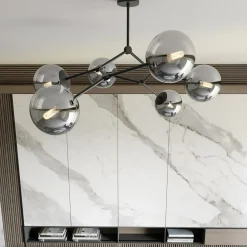 Sklep Kaja Nowoczesna, szeroka lampa z ciemnymi kloszami 1134/6 SPACE | Kaja Flash Sale