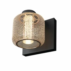 Sklep Kaja Nowoczesny czarno-złoty, ledowy kinkiet MX W0293 MESH | Kaja* Lampy Led